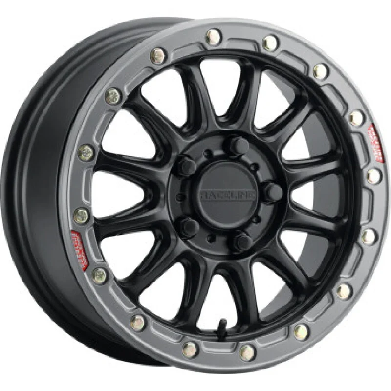 Raceline A14BG Alpha 17x7in/4x137 BP/25mm Offset/110.18mm Bore- Blk & Gunmetal Ring Beadlock Wheel - A14BG-77037+25