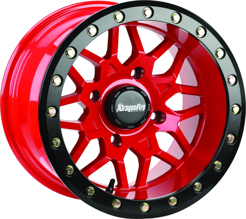 DragonFire Racing Typhon Wheel 15X10 4/156 5+5 +0 Machined Red - 523210