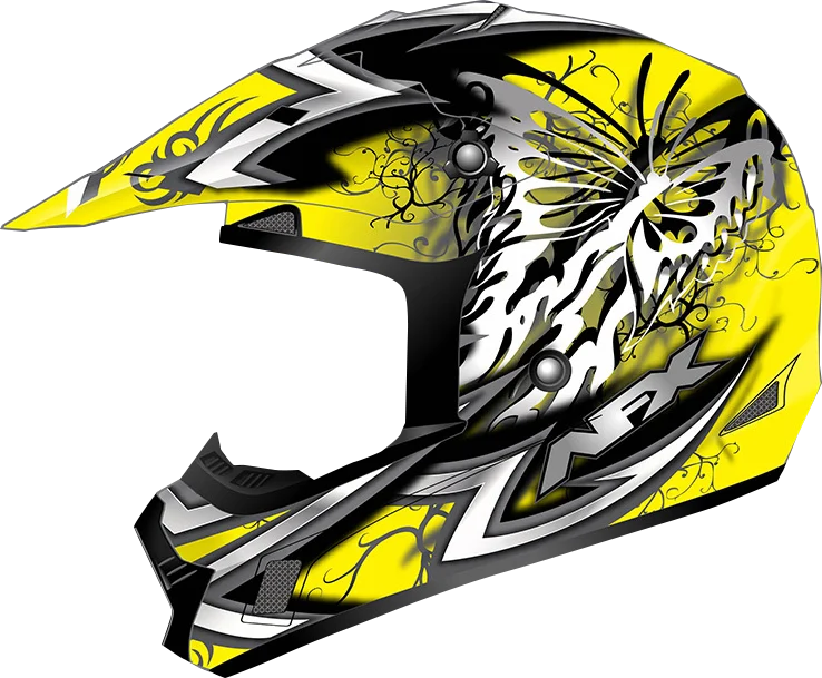 AFX FX-17 Helmet - Butterfly - Matte Yellow - Medium 0110-7133