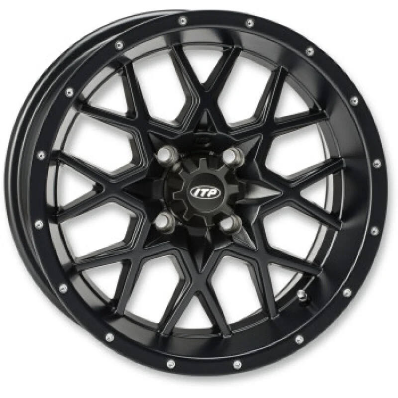 ITP Hurricane 18x6.5 / 4x156 BP / 4+2.5 Offset Gloss Black w/ Milled Edges Wheel - 1822516546B