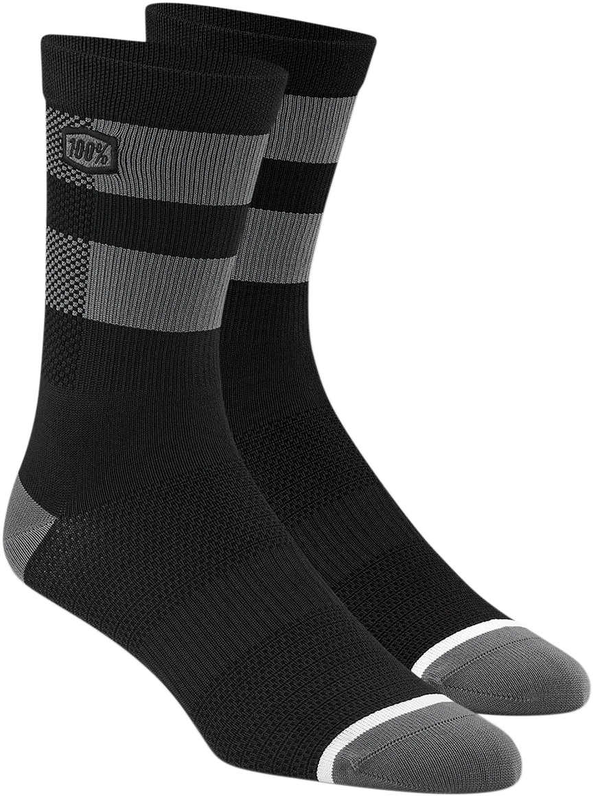 100% Flow Performance Socks - Black/Gray - Small/Medium 20049-00002