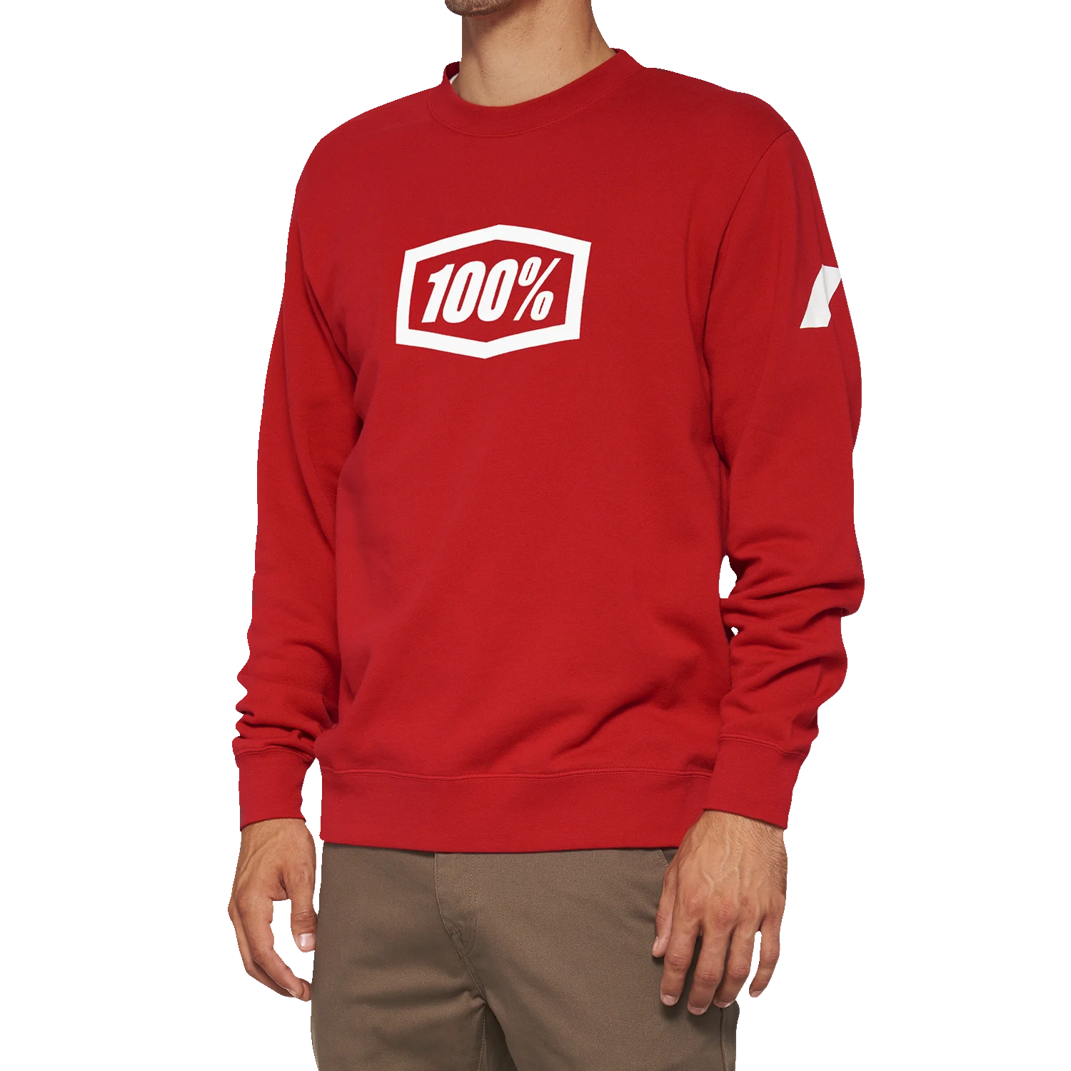 100% Icon Long-Sleeve Fleece Sweatshirt - Red - Large 20026-00012