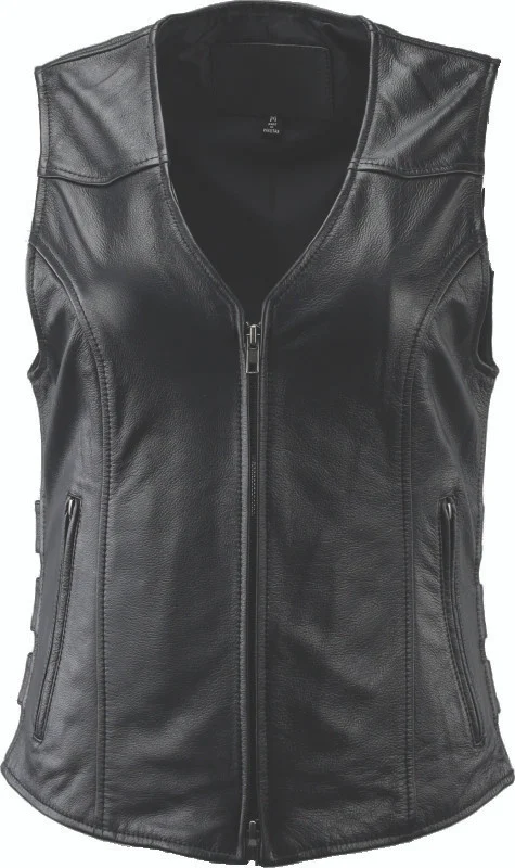 Kuryakyn Leather By River Road Plains Leather Vest Black Womens - Medium - 094413