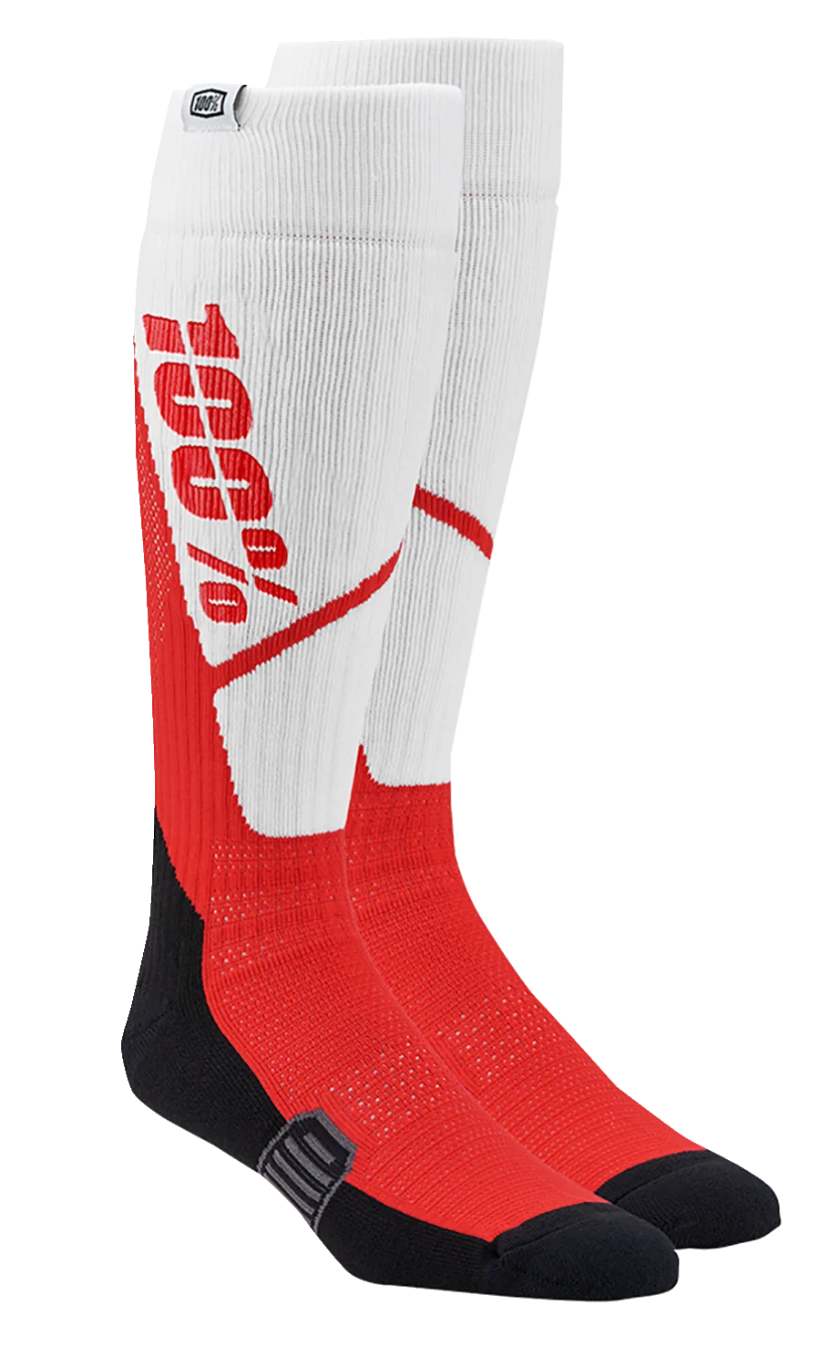 100% Torque Comfort Moto Socks - White/Red - Small/Medium 20053-00009