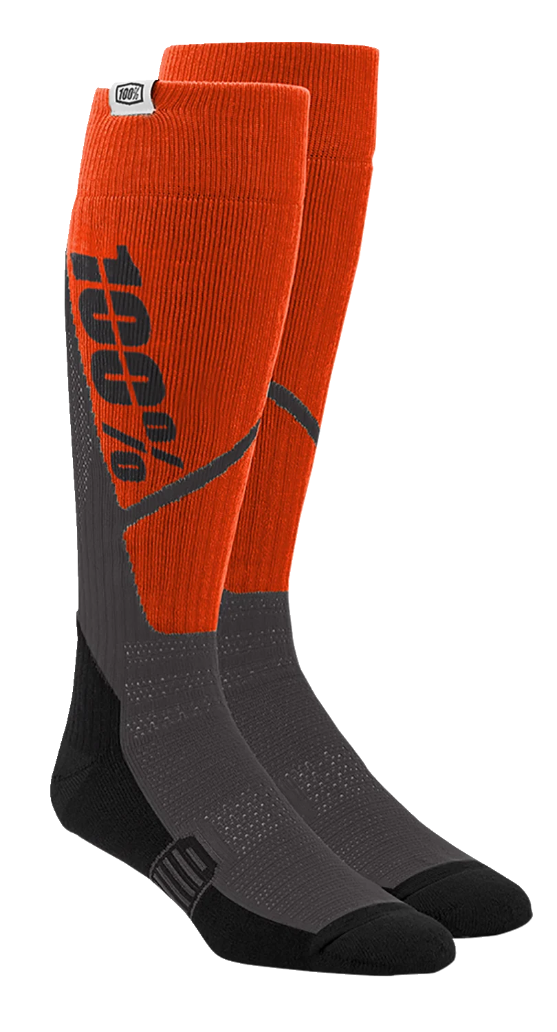 100% Torque Comfort Moto Socks - Orange/Charcoal - Small/Medium 20053-00007