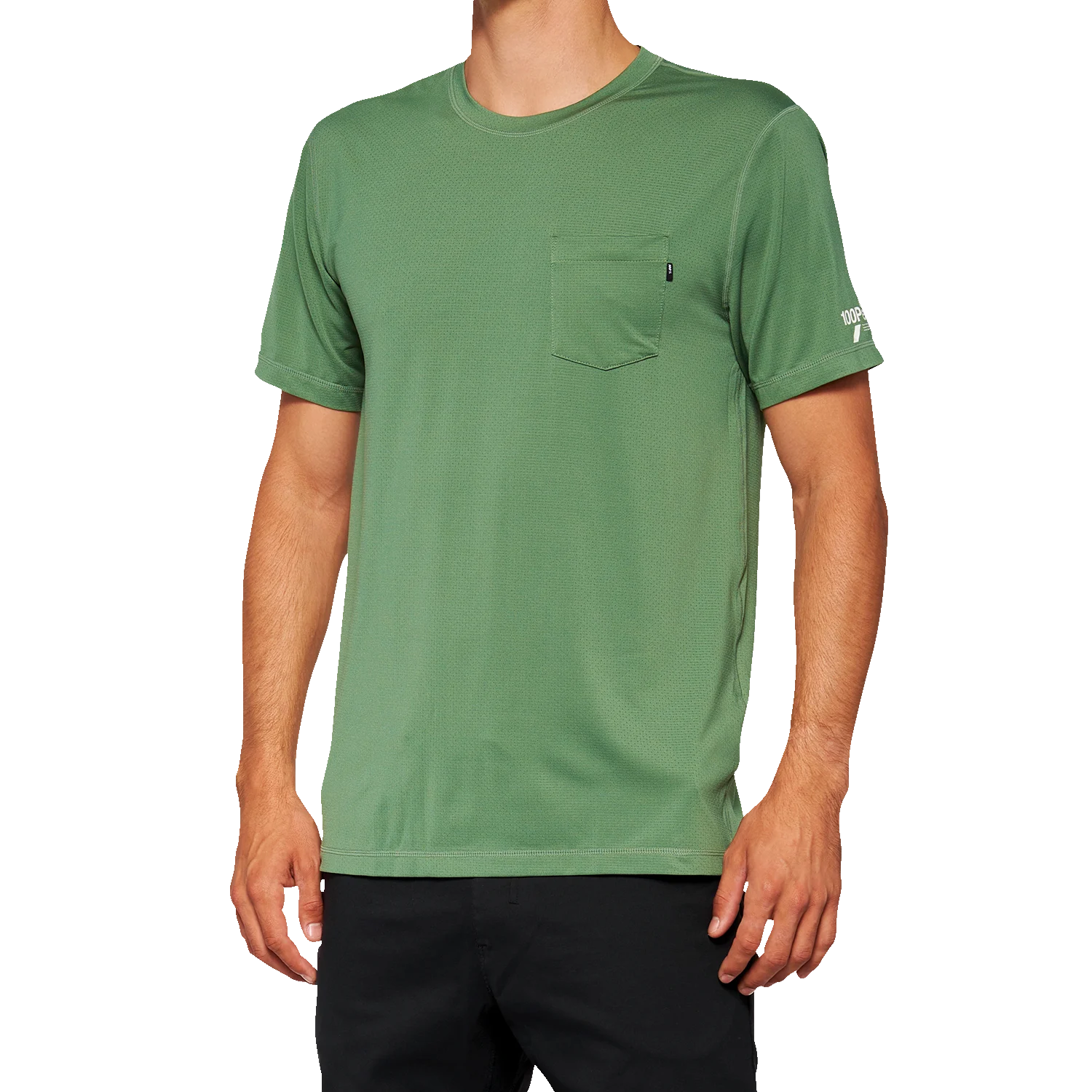 100% Mission Athletic T-Shirt - Olive - Medium 20014-00016