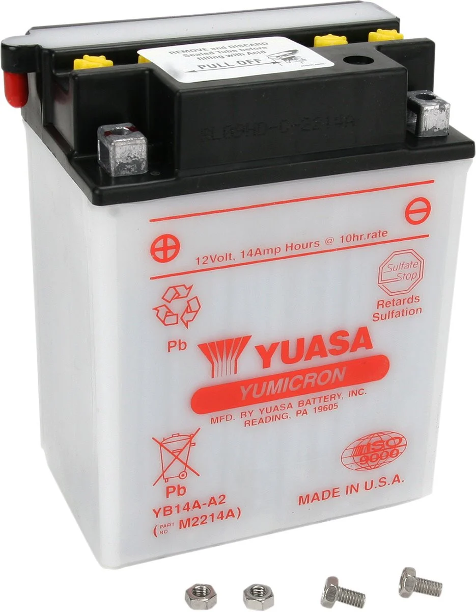 Yuasa YB14A-A2 High Performance Conventional 12V Battery (YUAM2214AIND)