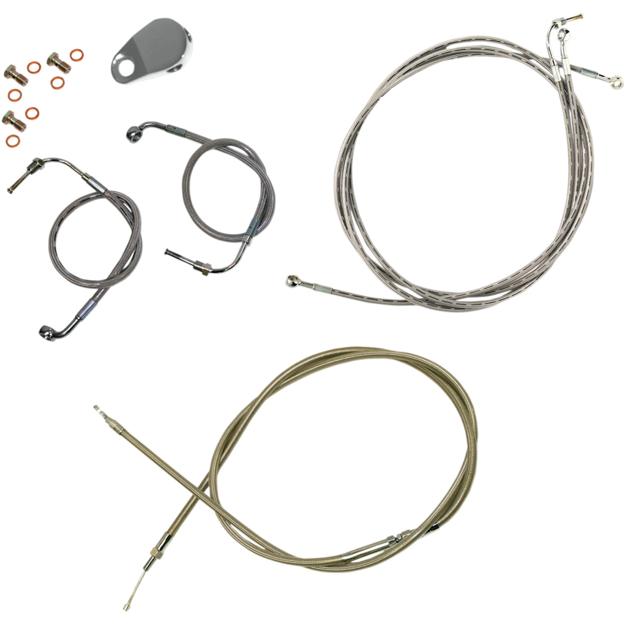 LA Choppers Stainless Standard Cable Kit for 12"-14" Handlebars (LA-8050KT-13)