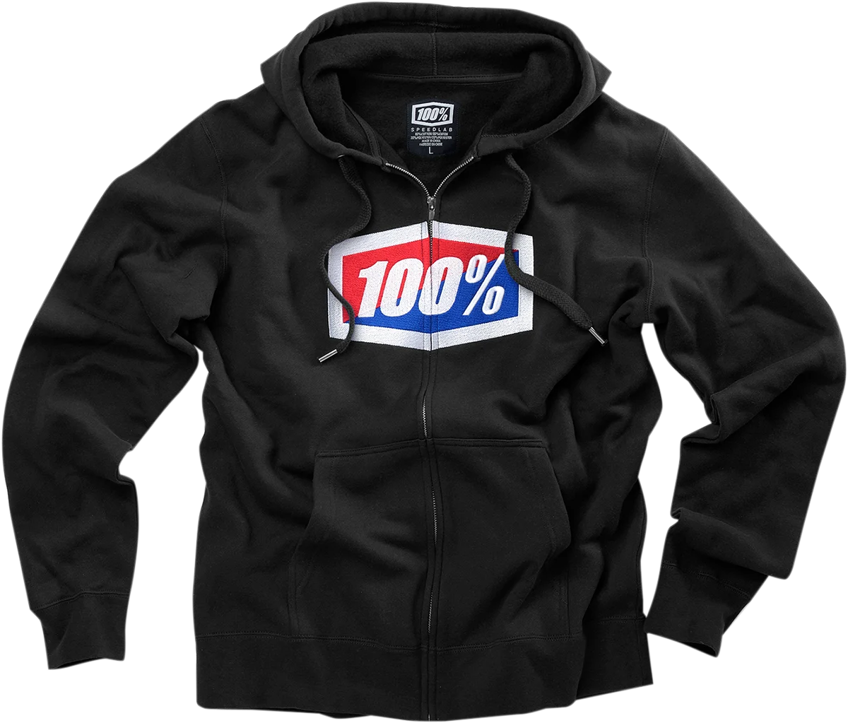 100% Official Fleece Zip-Up Hoodie - Black - Large 20032-00012