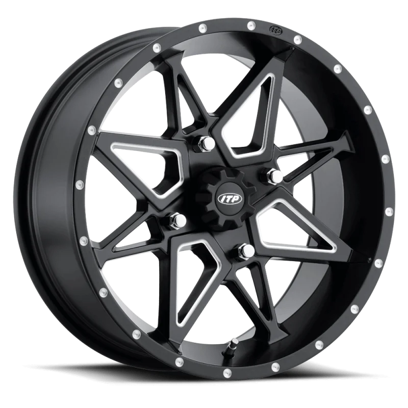 ITP Tornado 15X7 / 4x156 BP / 4+3 Offset Matte Black w/ Milled Accents Wheel - 1521958727B