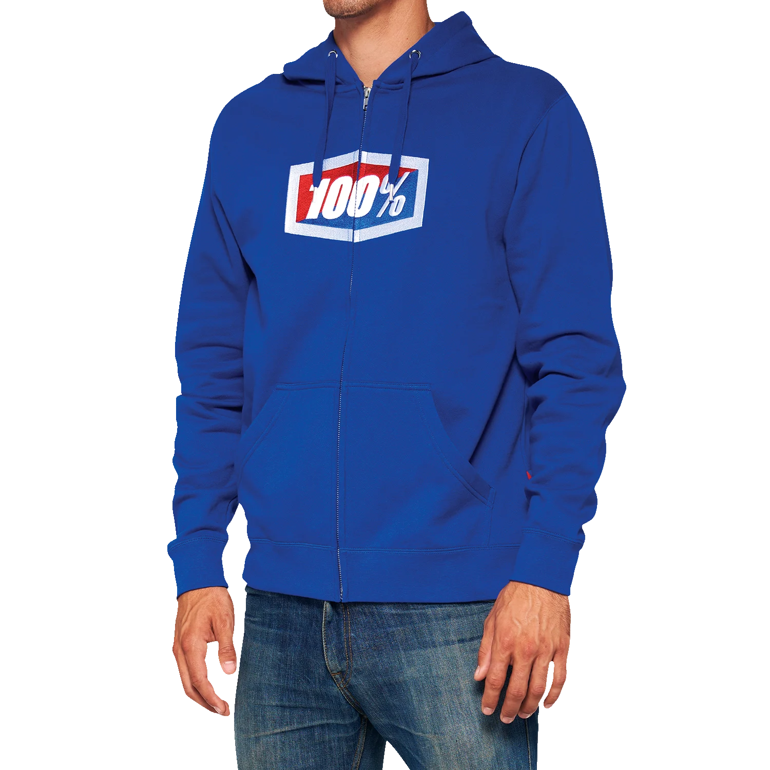 100% Official Fleece Zip-Up Hoodie - Royal - Small 20032-00020