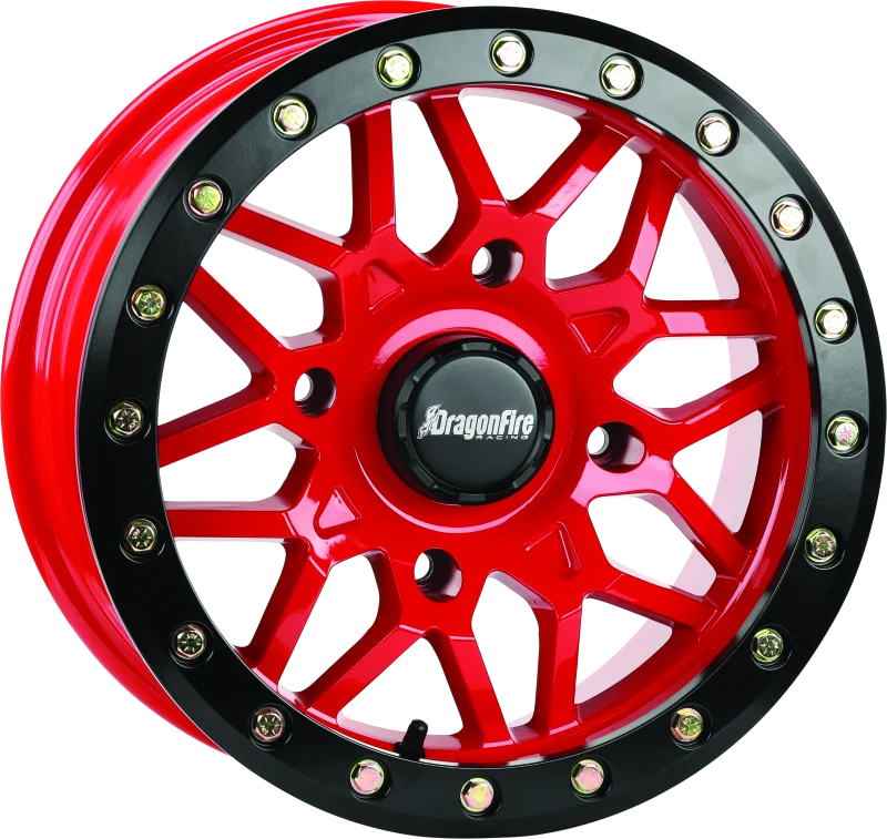 DragonFire Racing Typhon Wheel 15X7 4/137 5+2 +10 Machined Red - 523206