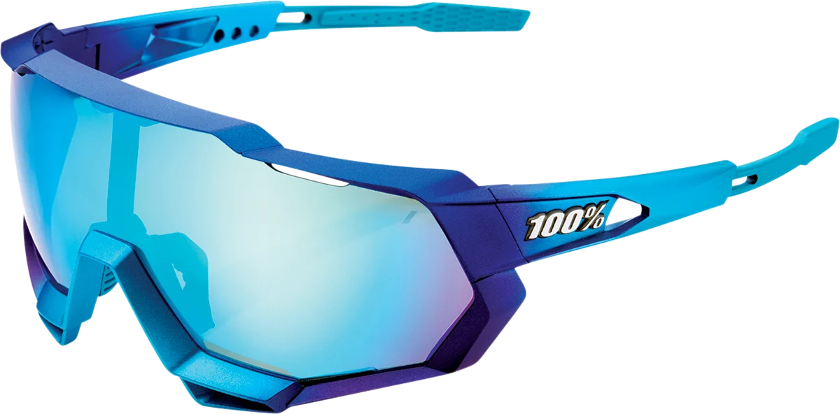 100% Speedtrap Sunglasses - Metallic Blue - Blue Mirror 61023-228-01