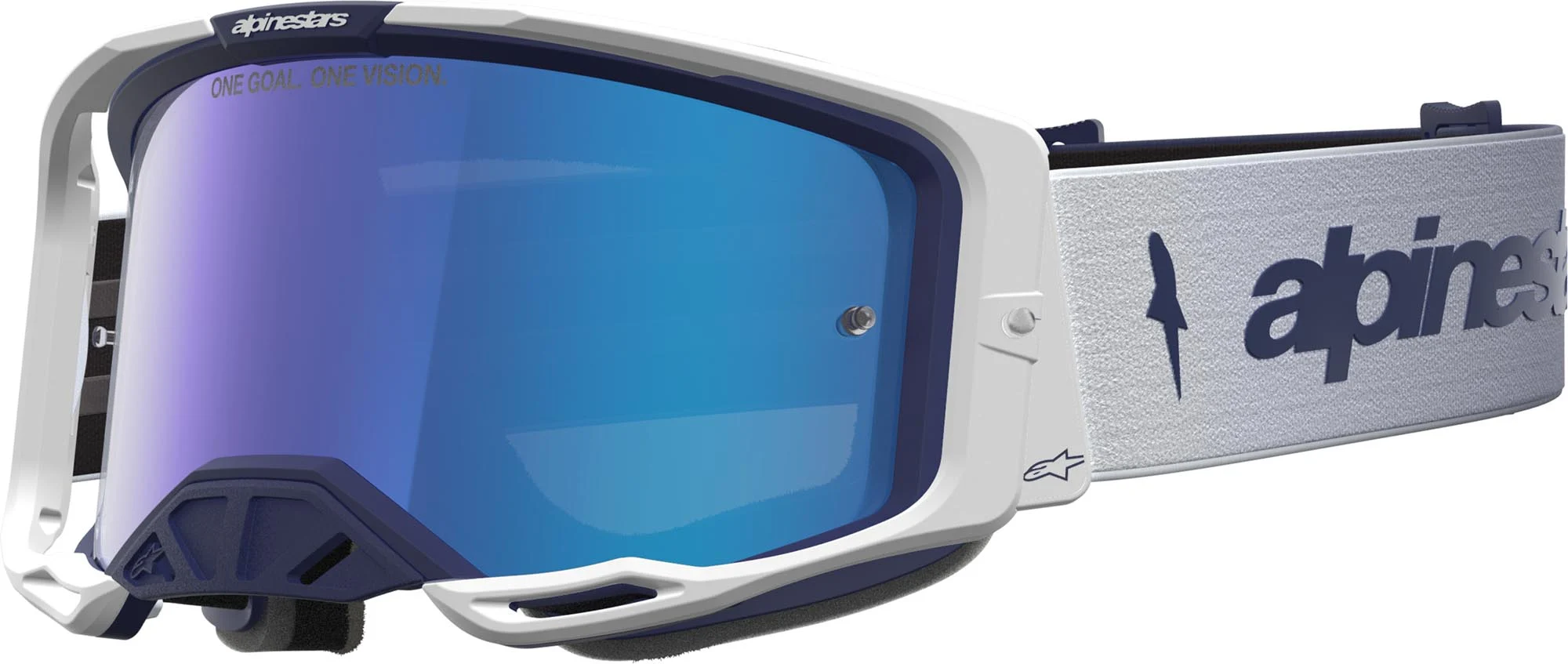 Alpinestars Vision 8 Amber Mirror Motocross Goggles  white/blue