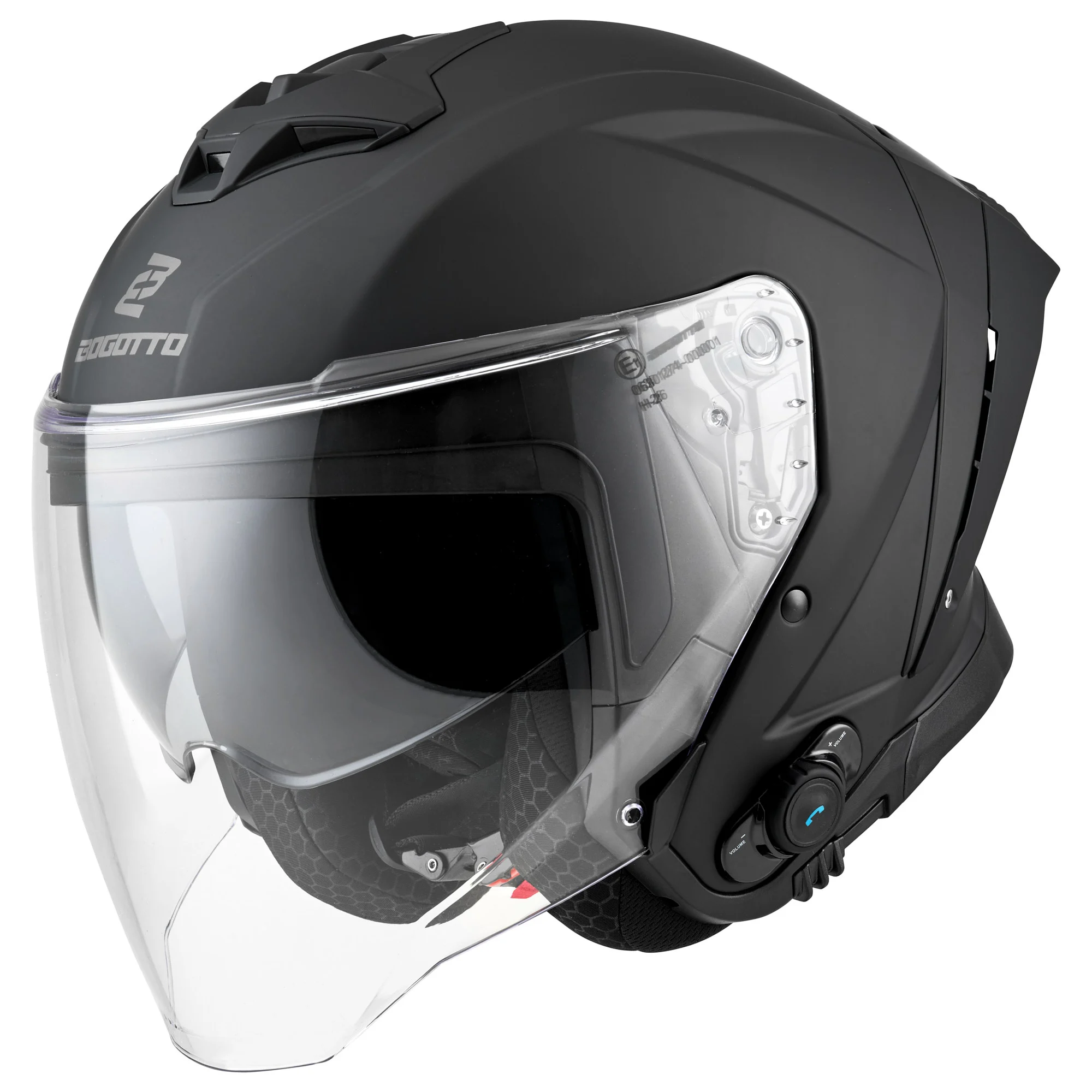Bogotto H599 Bluetooth Open-Face Helmet  black matt