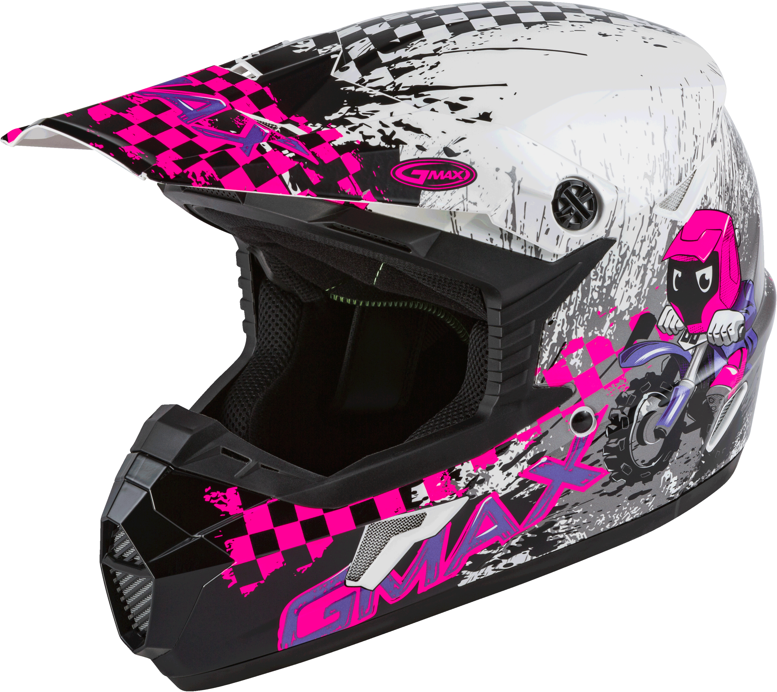 Youth Mx 46y Off Road Anim8 Helmet White/Neon Pink/Pur Yl
