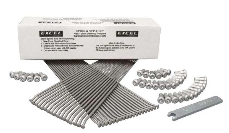 Excel Rear Spoke/Nipple Set (w/ Wrench) - 8 Gauge / 36 Qty - Silver - XS8-51197