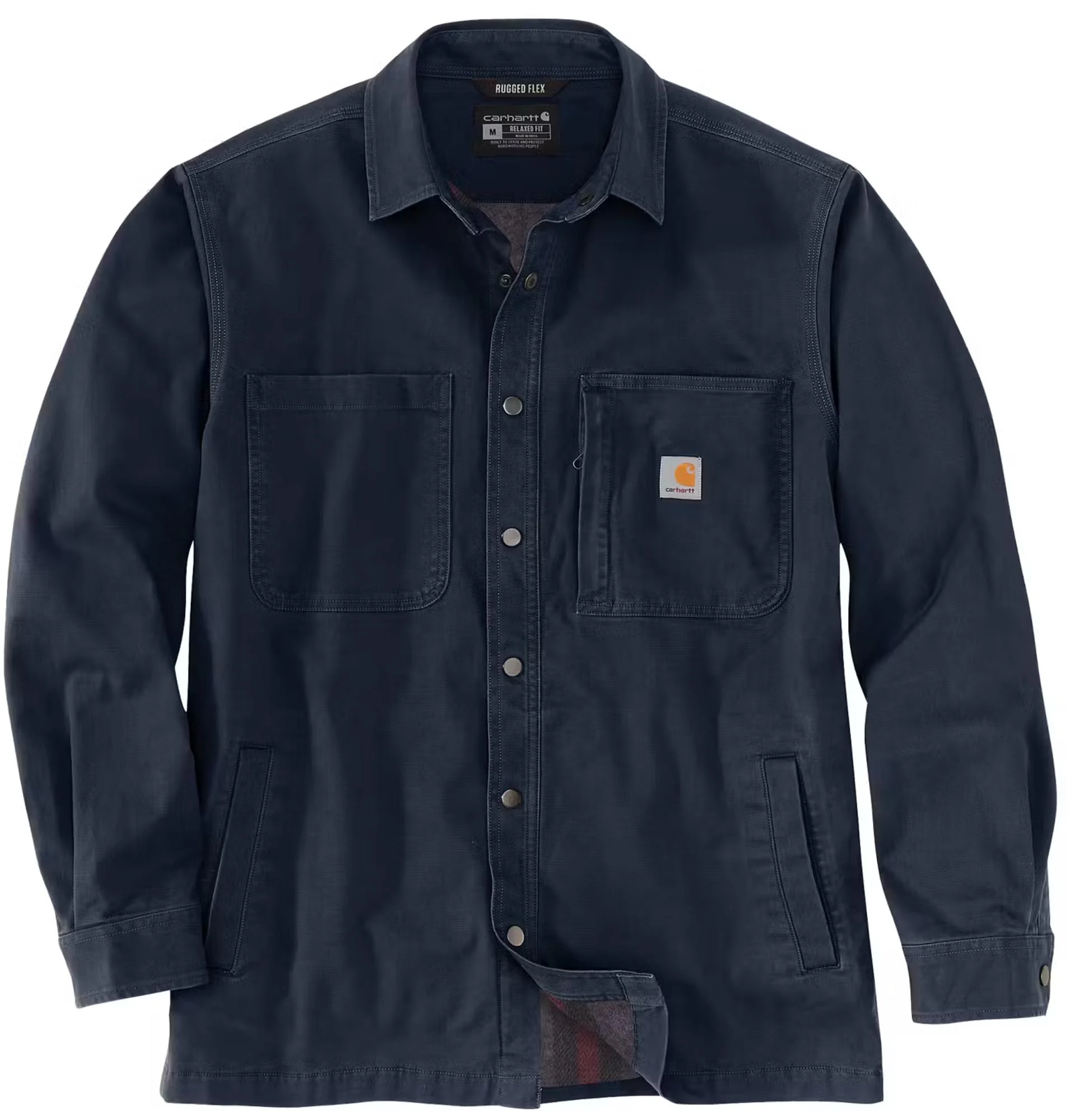 Carhartt Fleece Lined Snap Front Shirt  navy blue