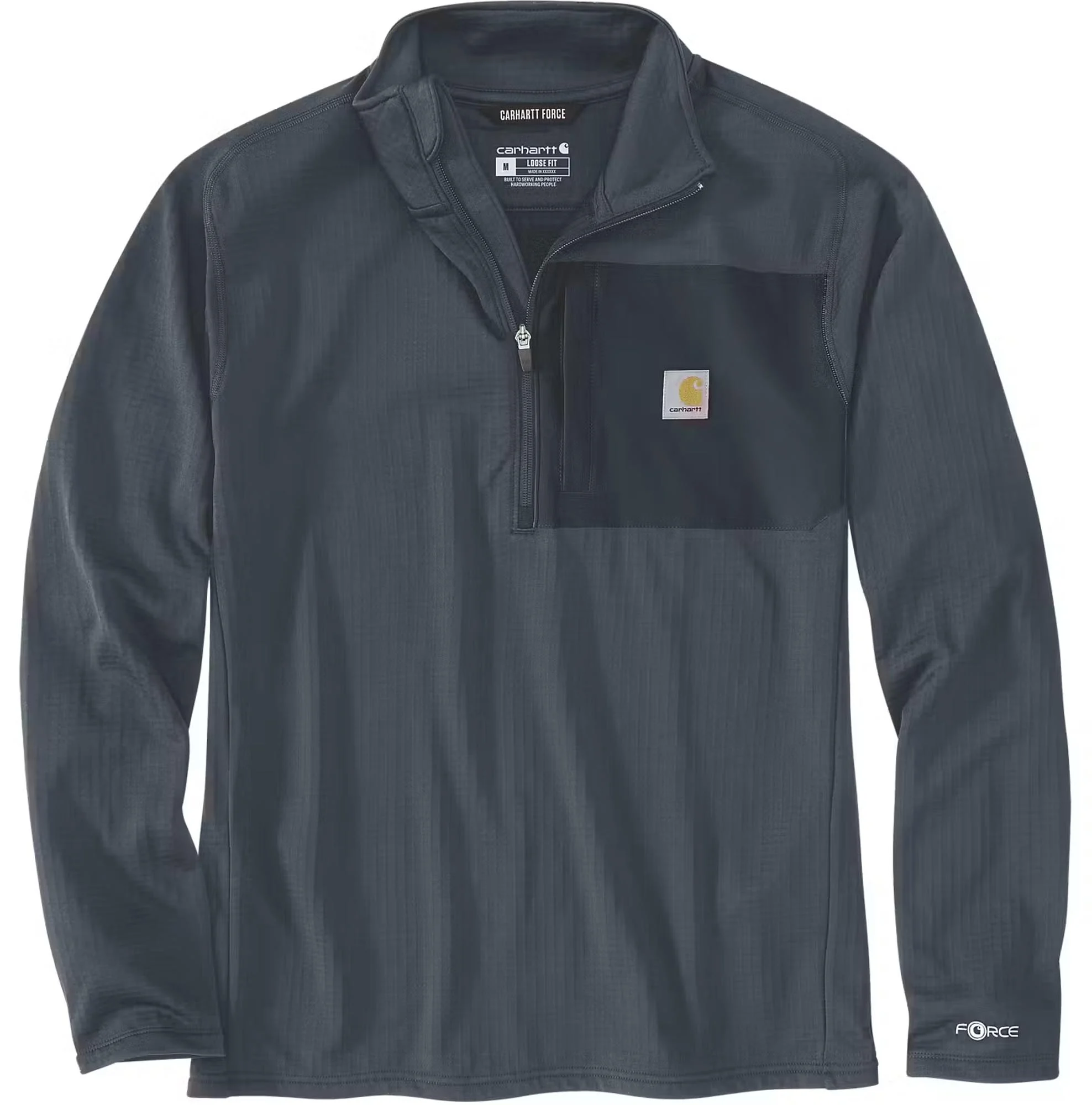 Carhartt Force Ironwood Relaxed Half-Zip Mock Neck Sweatshirt  dark blue