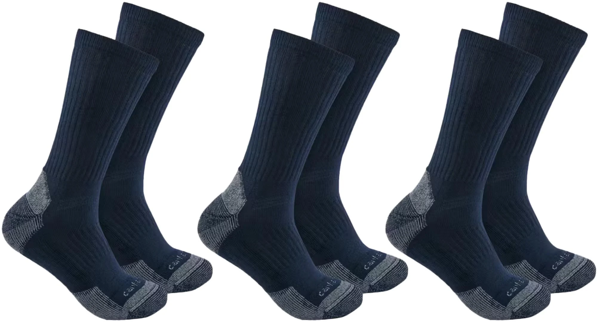 Carhartt Midweight Cotton Blend Crew Socks - 3 Pack  navy blue