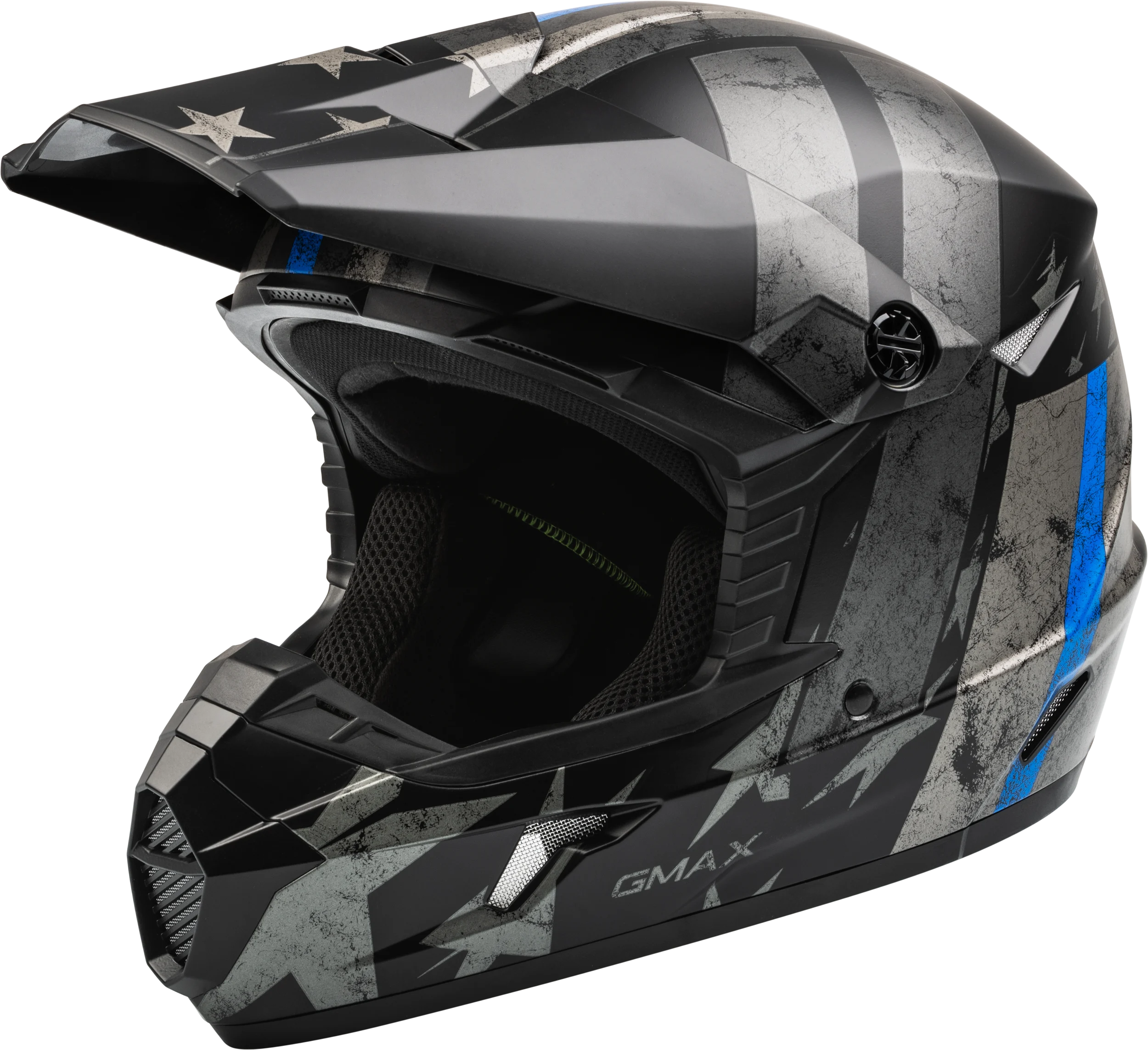 Mx 46 Patriot Off Road Helmet Matte Black/Grey/Blue Xs