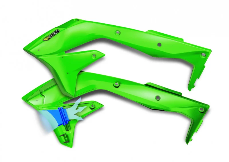 Cycra 16-18 Kawasaki KX450F Powerflow Radiator Shrouds - OEM Green - 1CYC-1867-72