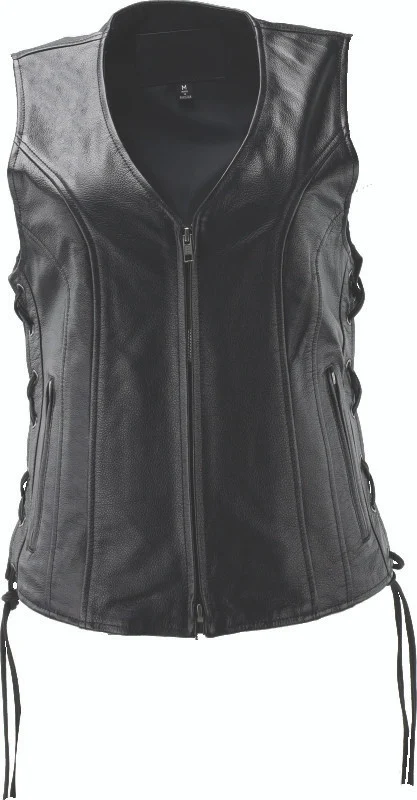 Kuryakyn Leather By River Road Sapphire Leather Vest Black Womens - Medium - 094445