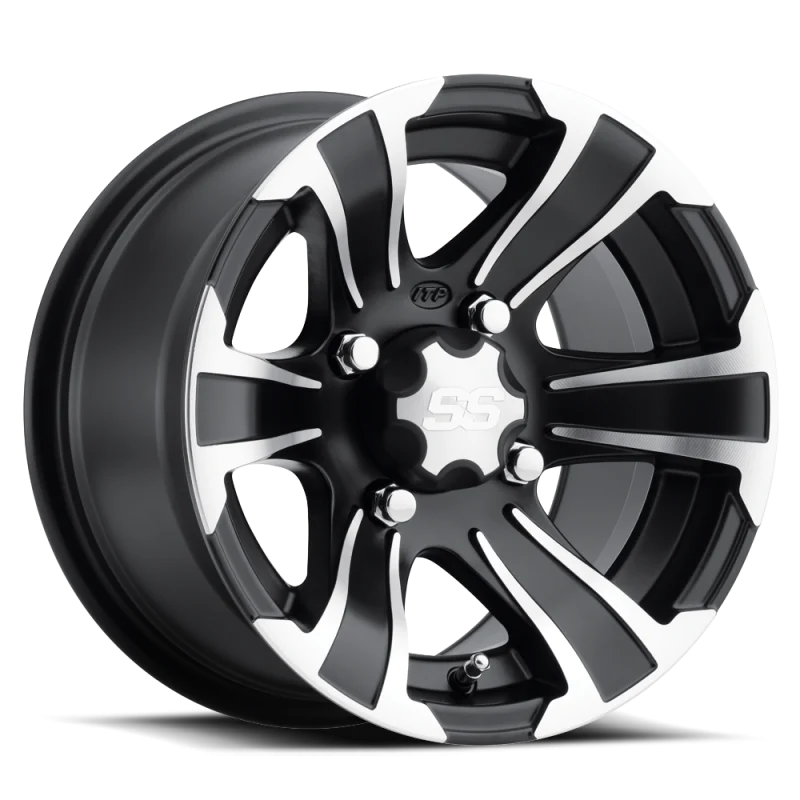 ITP SS 312 12x7 / 4x156 BP / 4+3 Offset Black w/ Machined Wheel - 1228441536B
