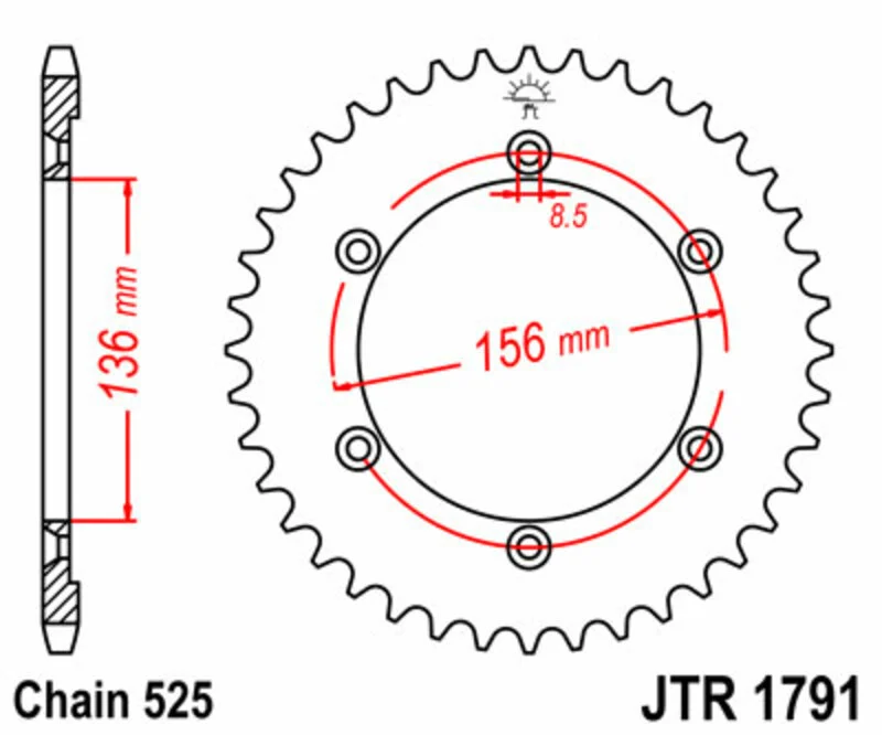 JT SPROCKETS Steel Standard Rear Sprocket 1791 - 525