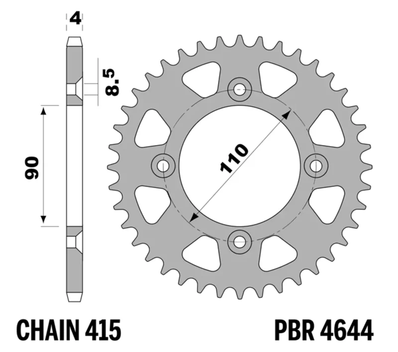 PBR Rear Sprocket Alu Standard - 415