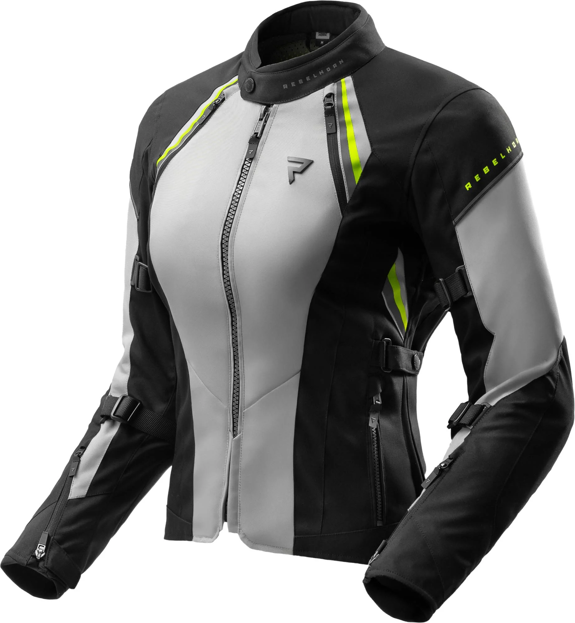Rebelhorn Swift waterproof Ladies Motorcycle Textile Jacket  light grey/yellow