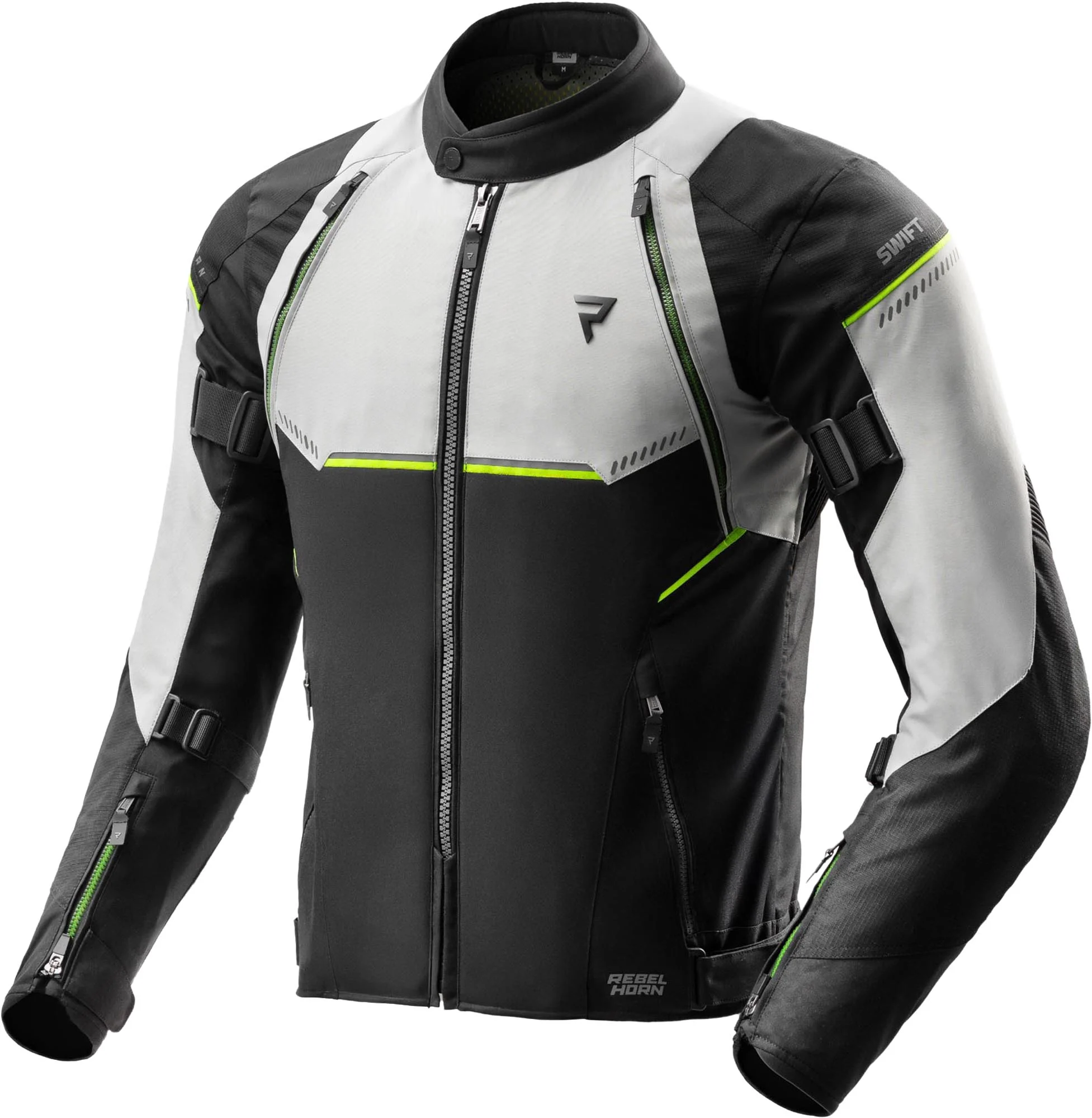 Rebelhorn Swift waterproof Motorcycle Textile Jacket  light grey/yellow