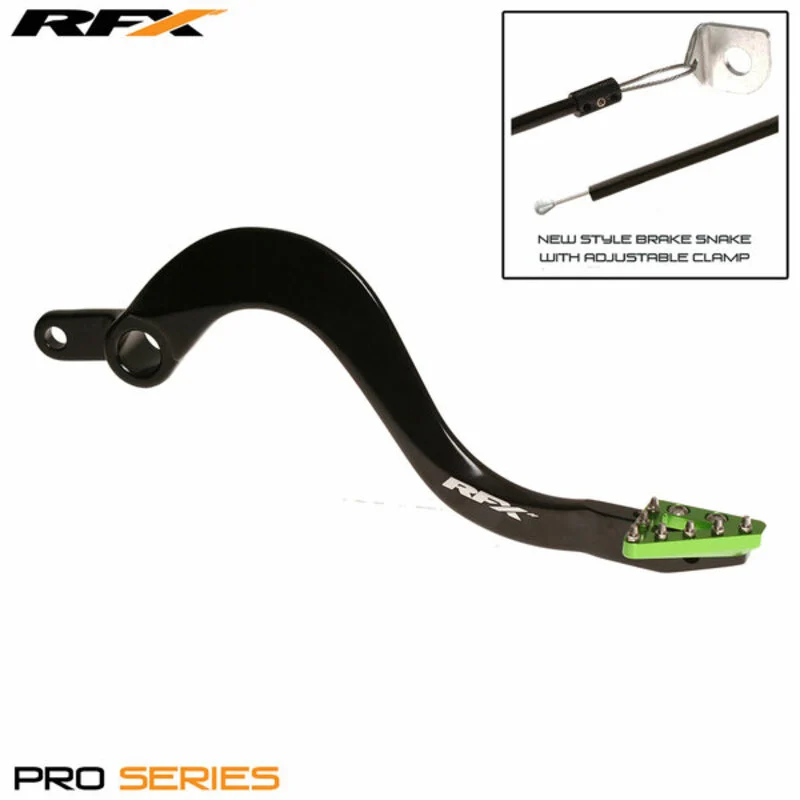 RFX Pro ST Rear Brake Lever (Black/Green) - Kawasaki KXF450