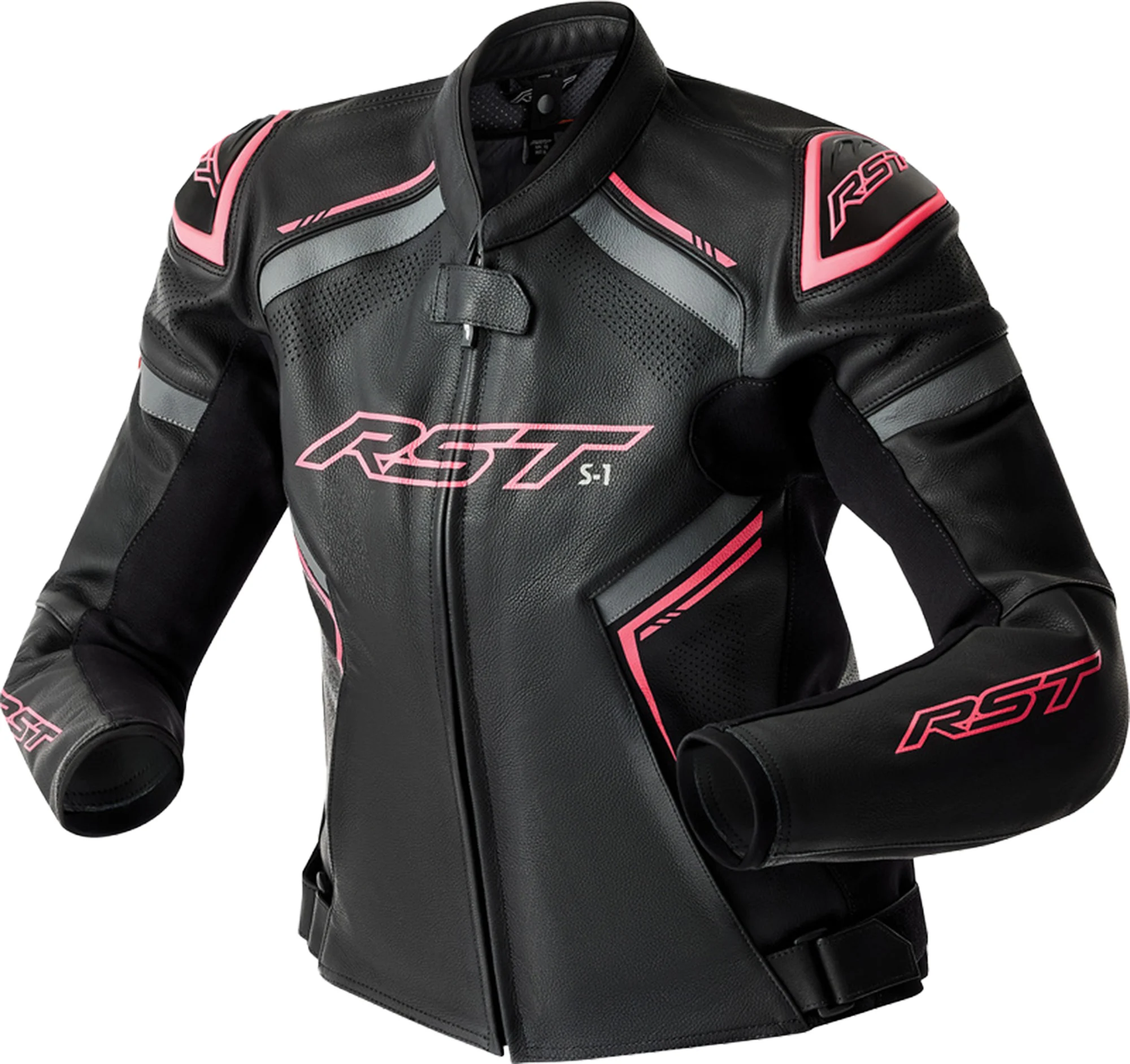 RST S1 D3O Ladies Motorcycle Leather Jacket  black/pink