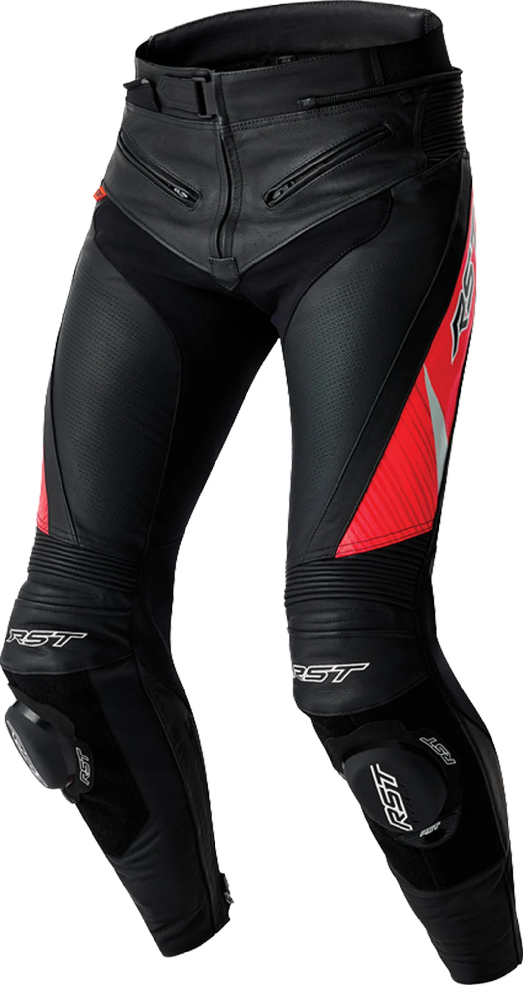 RST Tractech Evo D3O Motorcycle Leather Pants  black/red