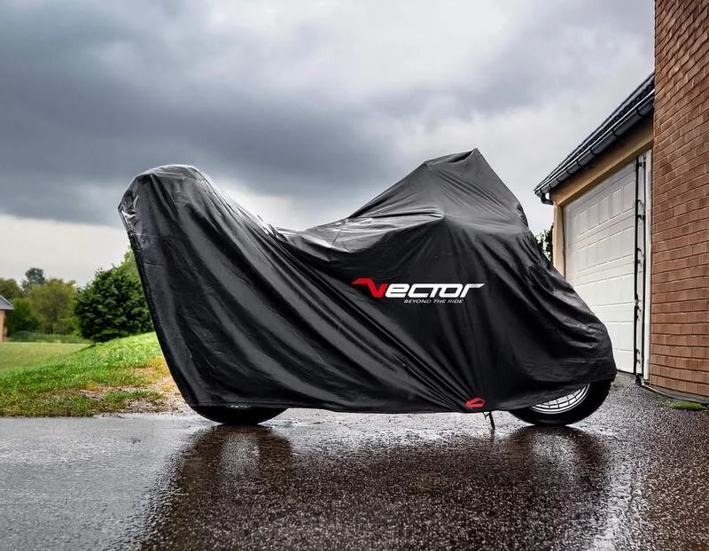 VECTOR H2O Indoor/Outdoor Protective Cover for Motorcycle/Scooter with Top Case and Windscreen - Black - L