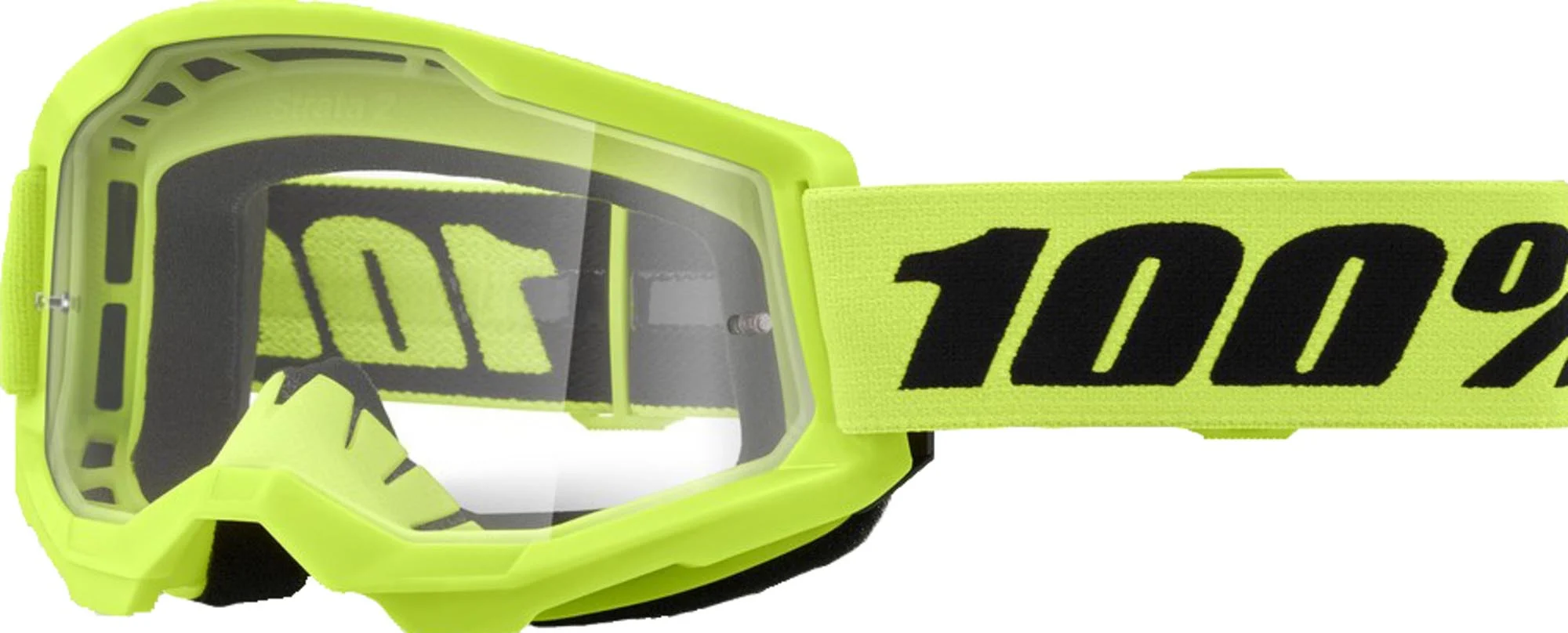 100% Strata 2 Essential Motocross Goggles neon yellow
