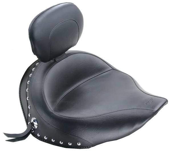 Mustang Wide Vintage Solo Seat w/Driver Backrest Studded (79452)
