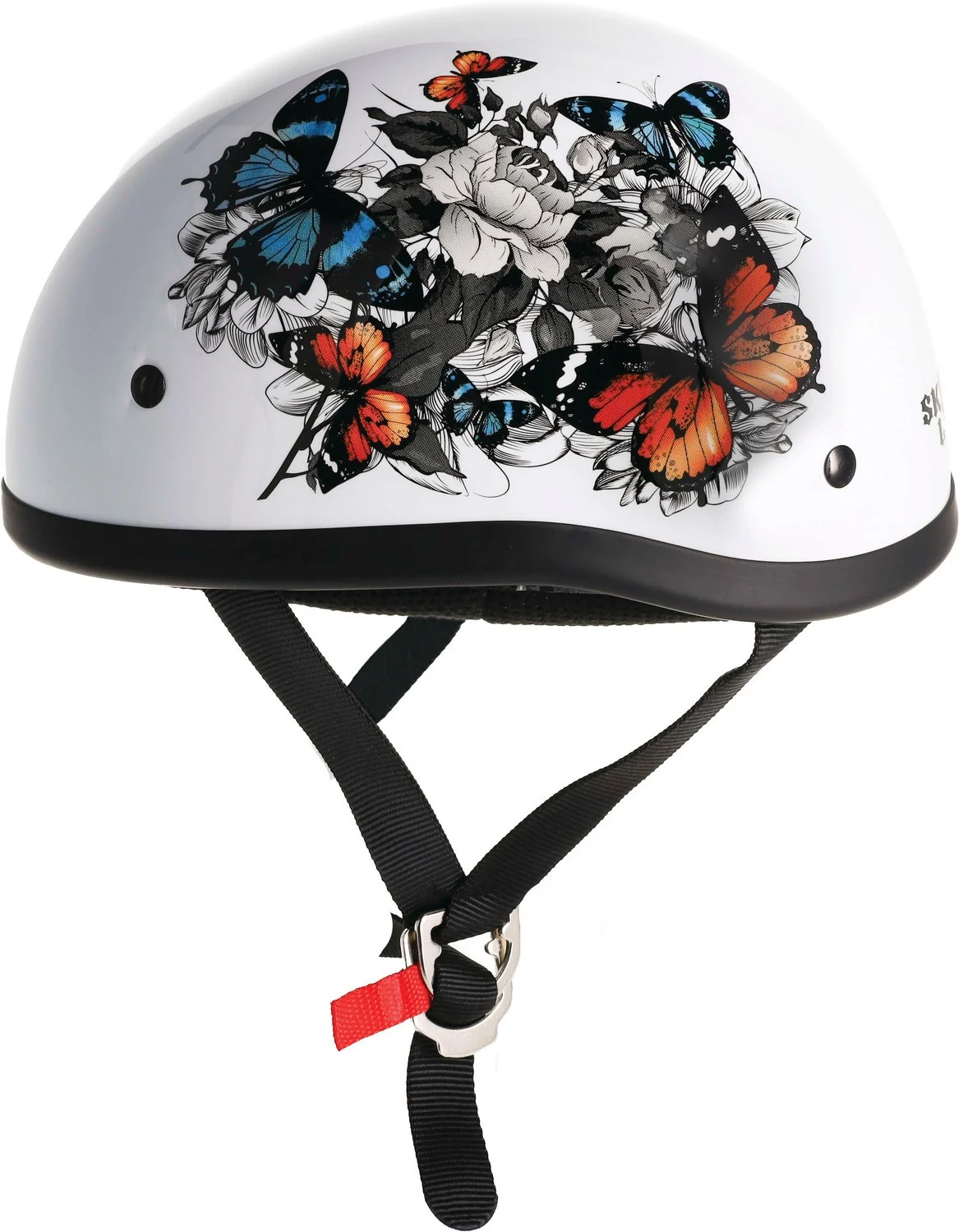 Skid Lid White Rose Motorcycle Half Helmet