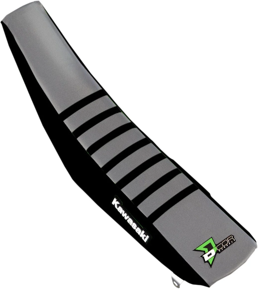 D'Cor Visuals Kawasaki Black/Gray Ribbed Seat Cover (30-20-469)