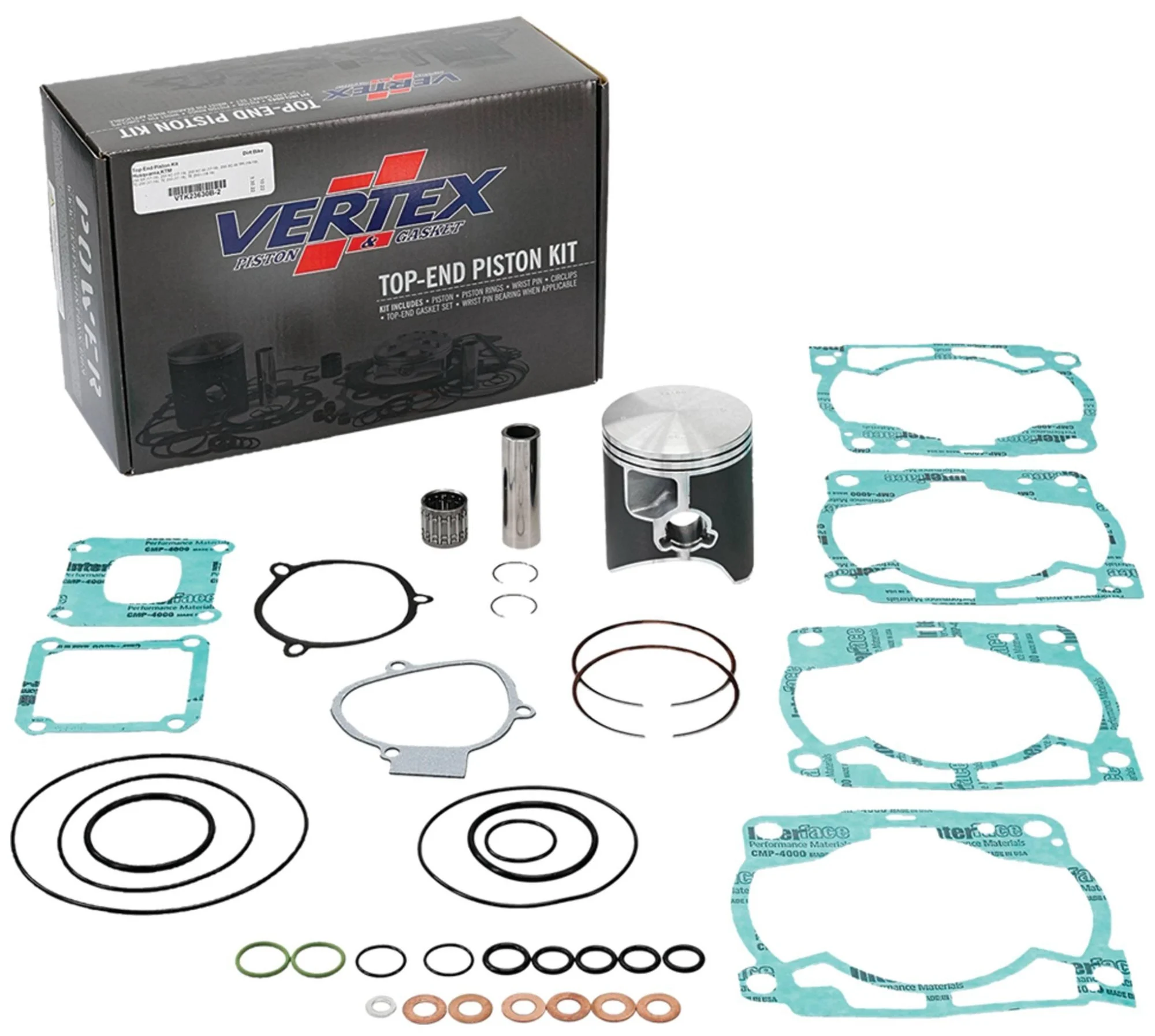 Vertex 66.40mm Standard Bore Cast Piston & Top End Gasket Kit (VTK23630B-2)