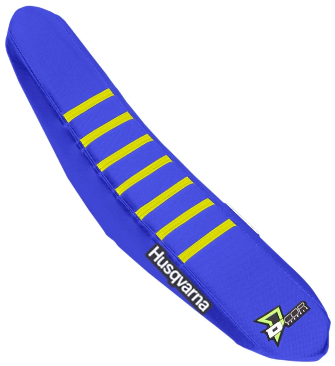 D'Cor Visuals Husqvarna Blue/Yellow Ribbed Seat Cover (30-70-405)