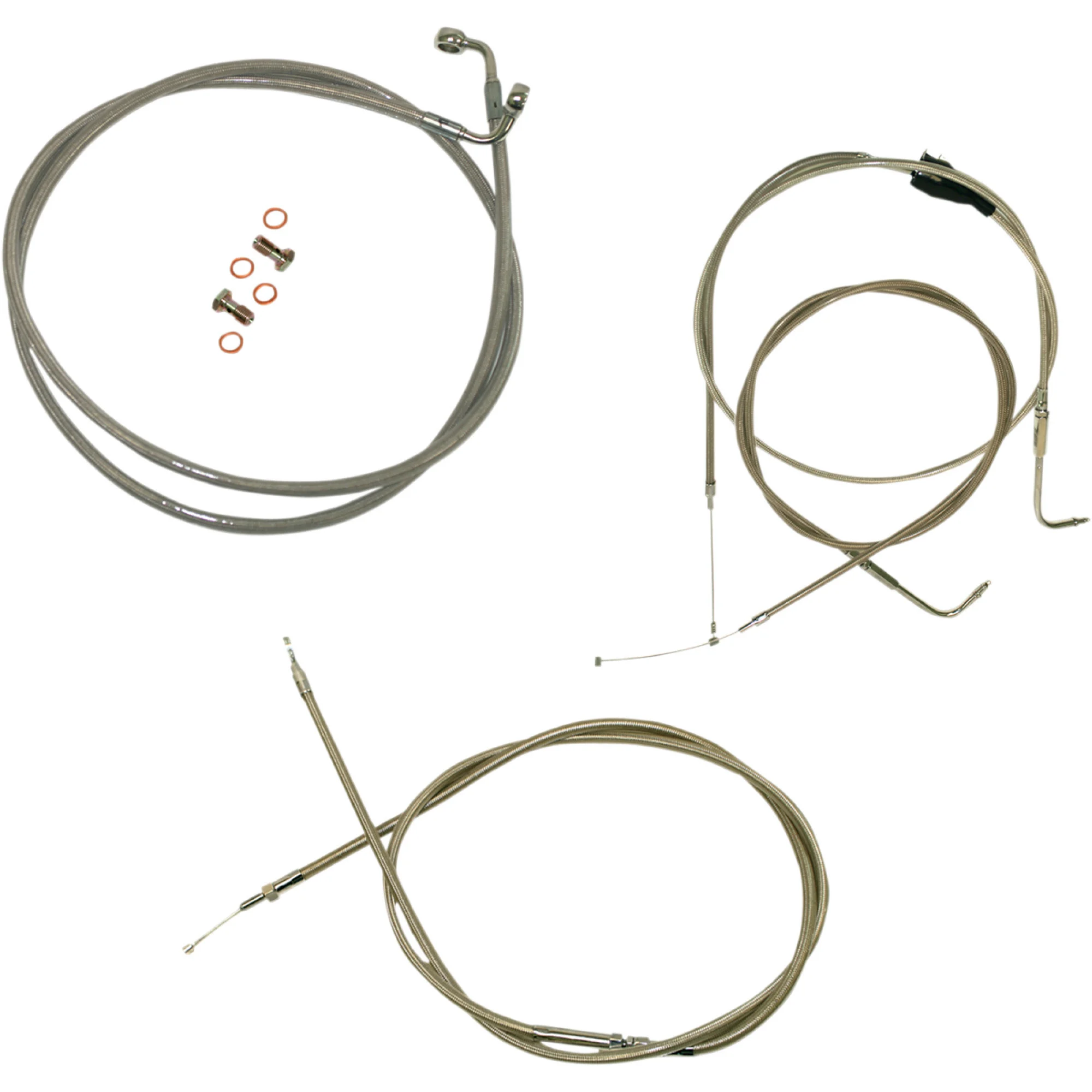 LA Choppers Stainless Standard Cable Kit for 15"-17" Handlebars (LA-8005KT-16)