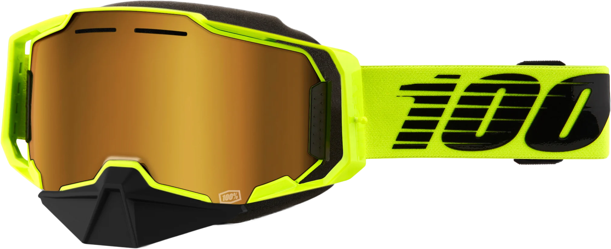 Armega Snowmobile Goggle Neon Ylw W/ Gld Mirror Lens