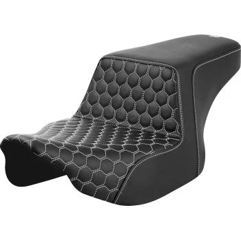 SADDLEMEN Step-Up Seat - Front Honeycomb - White Stitching - FL '23-'24 823-07-17706