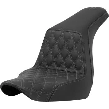SADDLEMEN Step-Up Seat - Front Lattice Stitch - Gray Stitch - FXLR/FLSB '18-'21 A818-29-172GRE