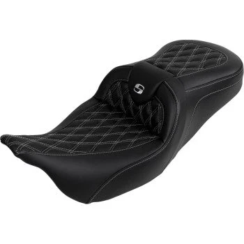 SADDLEMEN Roadsofa™ Seat - with Backrest - Silver Stitch - FL '08-'23 A808-07R-182SIL
