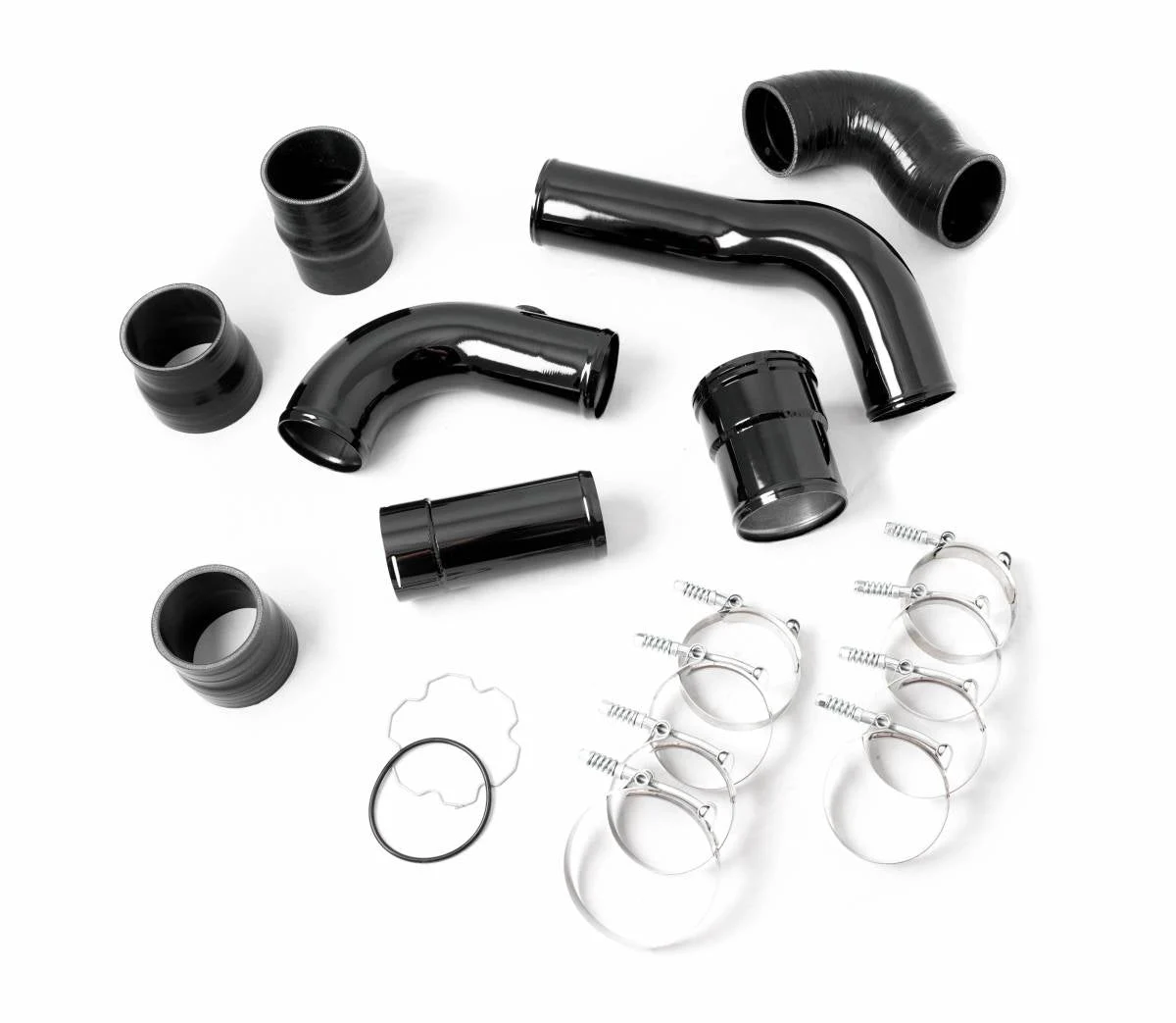 Rudy's Black Aluminum Hot & Cold Side Intercooler Pipe & Boot Upgrade Kit For 11-16 6.7 Powerstroke