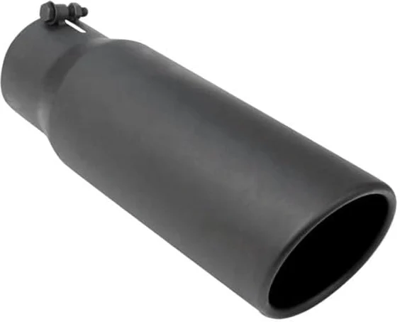 6" Black Powder Coated Rolled Slant Exhaust Tip