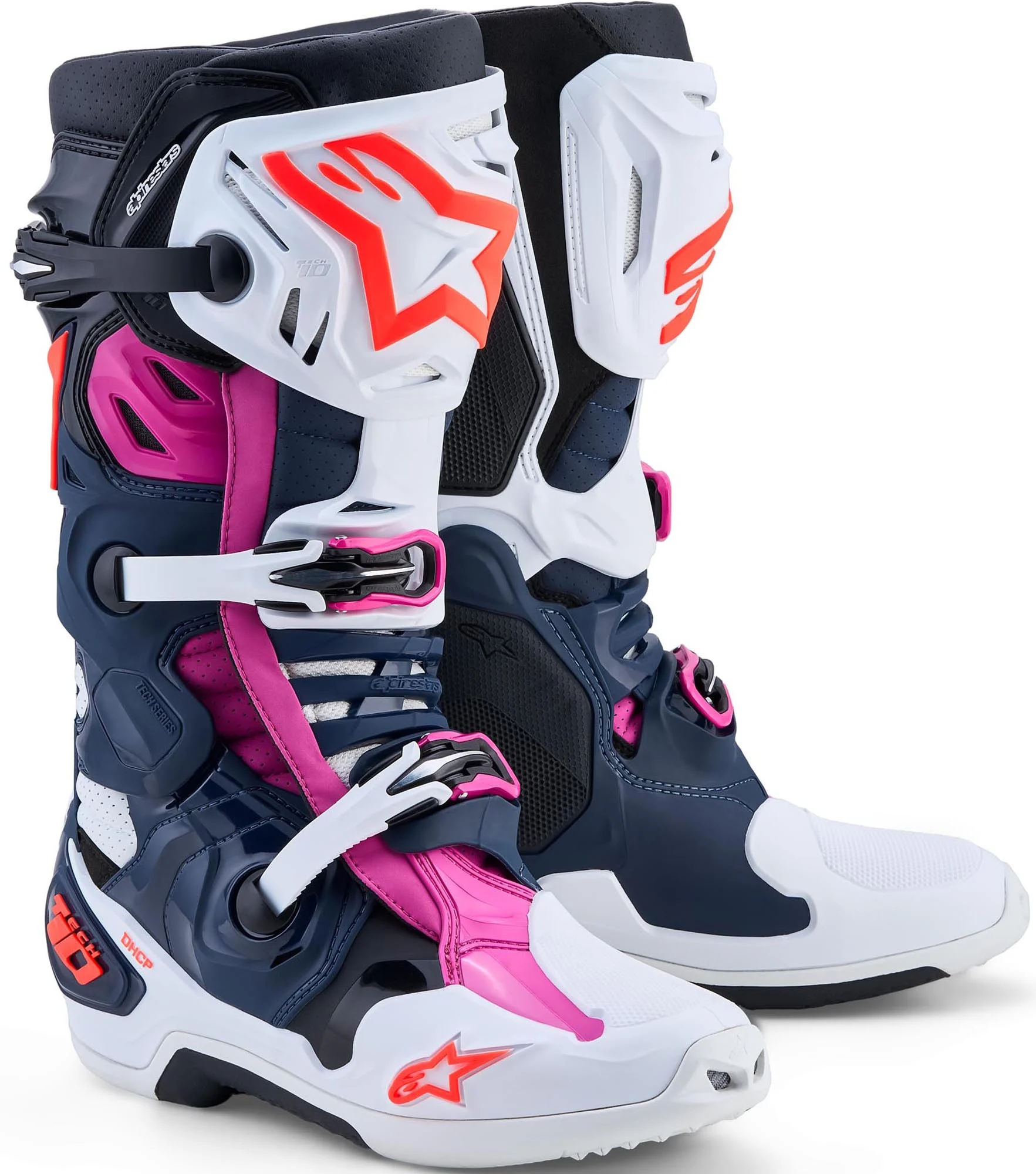 Alpinestars Tech 10 Supervented Motocross Boots black/white/fuchsia
